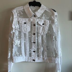 Premium Denim brand - size medium - white denim and sheer jacket